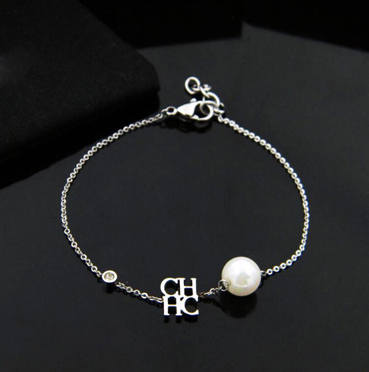 OL estilo de cadenas de pulseras dijes de brazalete fino de alto grado CH cartas perla pulsera para las mujeres