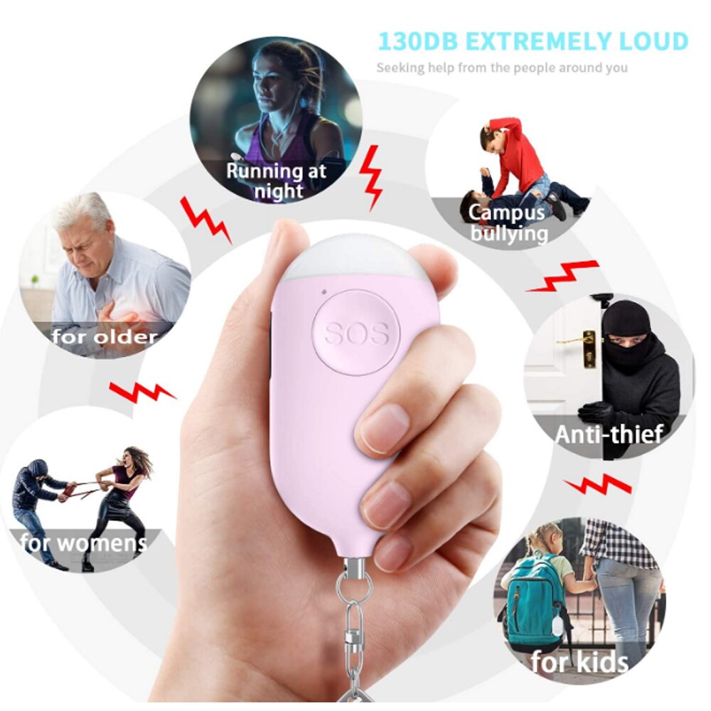 La Sécurité Alarme D'autodéfense Sirène-Portable pour Les Femmes w/SOS LUMIÈRE LED & mousqueton Aide des Aînés Et enfants Appel D'urgence