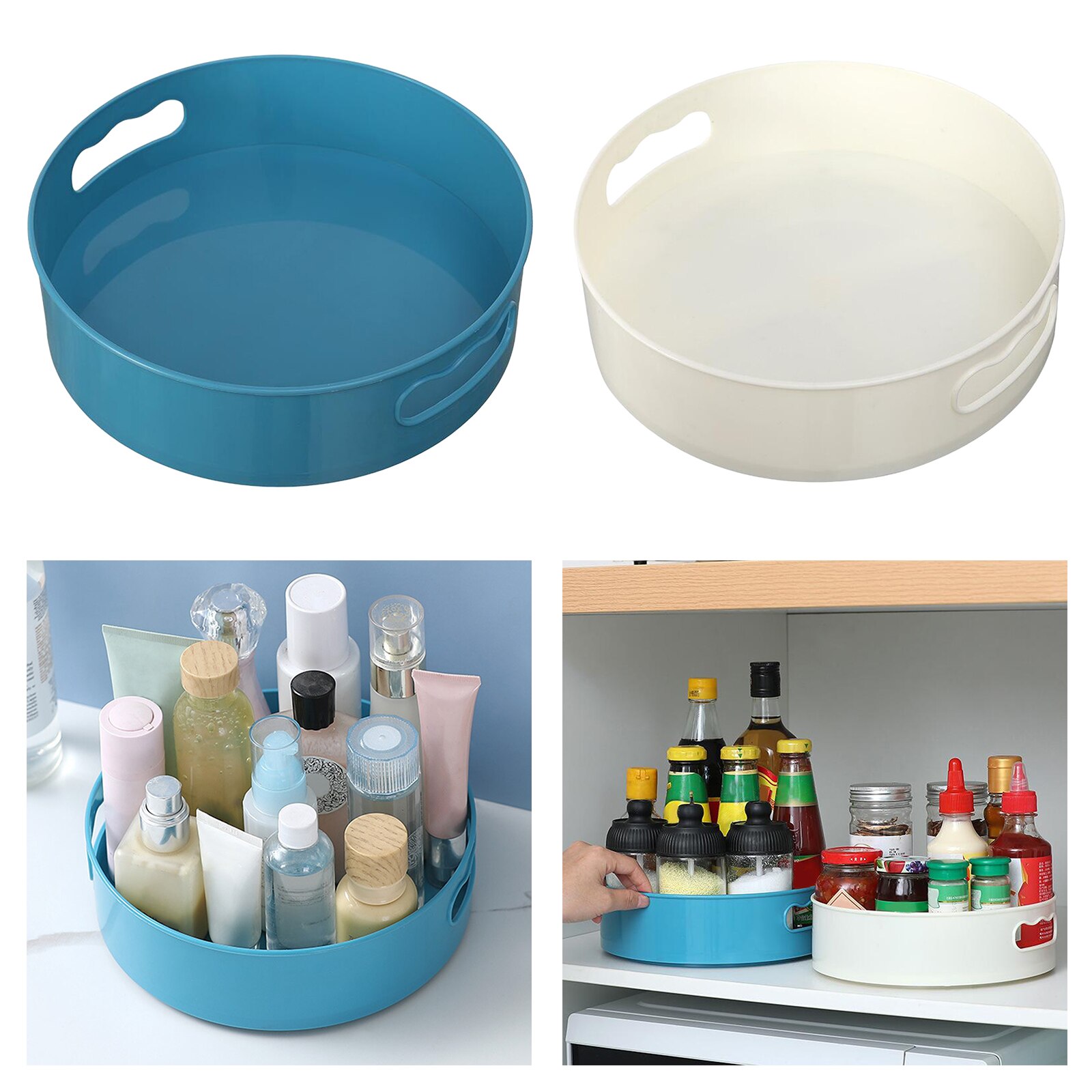 Plateau tournant pour bouteilles d&#39;épices, 360 récipients de rangement antidérapants pour la cuisine et la salle de bain