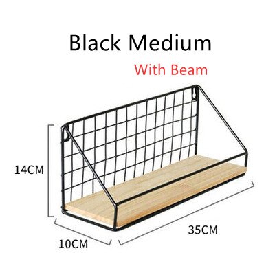Étagère murale de séparation en maille de fer, minimaliste, nordique, créative, décoration murale suspendue, petite étagère, présentoir Non marquant: Black Medium 2