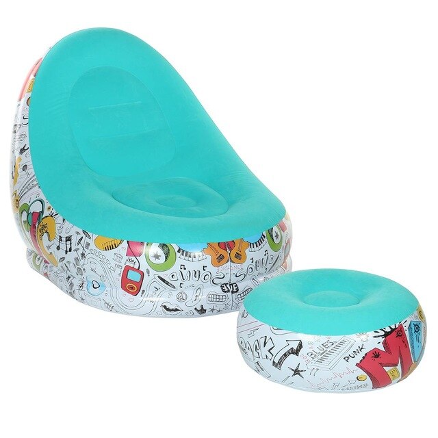 Kanapa wypełniona fasolkami dmuchana dmuchana sofa przenośne meble robić salonu sofa ogrodowa Tatami na fotel lub łóżko z pedałem pogrubienie uciekają: Niebieski