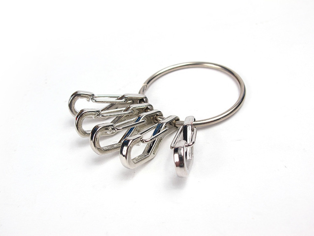 Mini 1pc snabbkoppling nyckelring med 5 st tec legering fjäder krok nyckelring set utomhus hängande spänne karbinhake nyckelring nyckelring