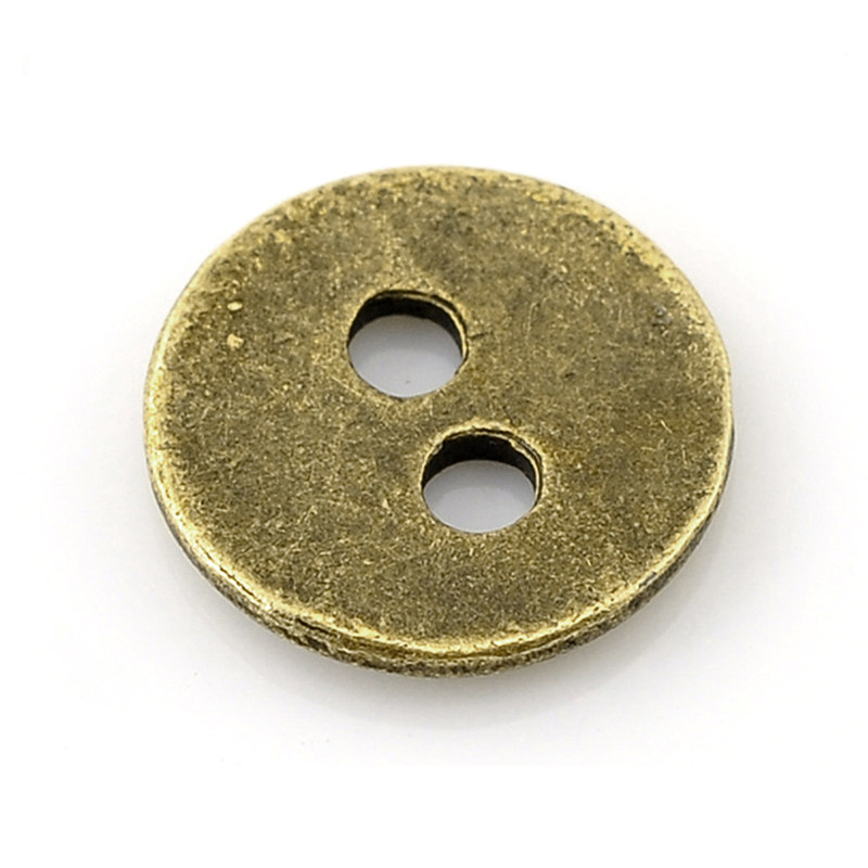 Botones de Metal de costura de 2 agujeros para bolsa de ropa hecha a mano, accesorios de álbum de recortes de 11 mm (100 &quot;) de diámetro, Bronce Antiguo, 3/8 Uds.