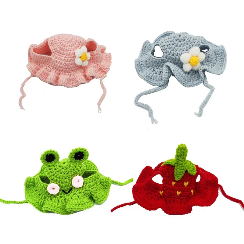 Gorro elástico bonito y refinado para mascotas, gorro de punto para cachorros y gatitos, accesorios para sesión de fotos, accesorios para gatos, otoño e invierno