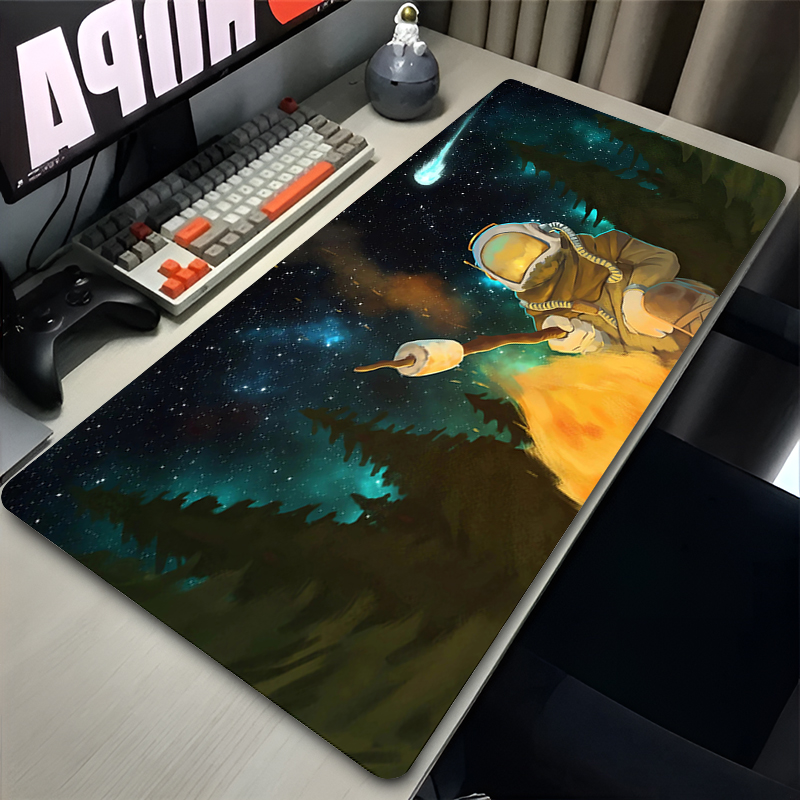 Mouse Pad XXL Anime Gamer Outer Wilds Mousepad Laptop Universe Space Solar System HD Desk Mat PC Gaming Accessories Keyboard Pad: 90x40 cm / WHITE