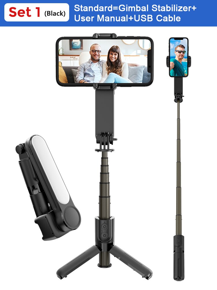 L09 Gimbal Stabilizer Met Licht Invullen Bluetooth Telescopische Selfie Stick Video Schieten Statief Voor Telefoon Smartphone Ios Android: Standard