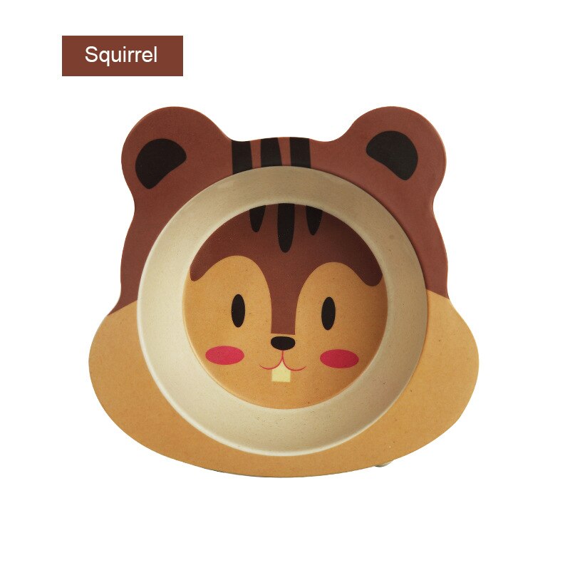 Effen Voeden Babyvoeding Eco Bamboe Servies Antislip Servies Voor Feeding Baby Gerechten Cartoon Kinderen Kids Bamboe Plaat: Squirrel
