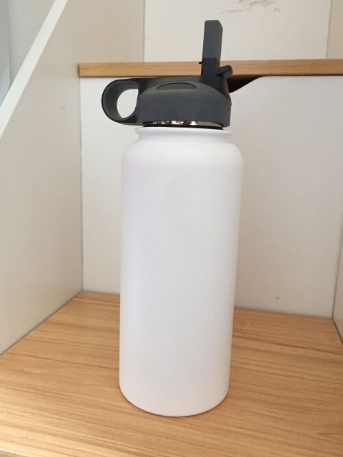 Neue Glaskolben Isolierte Edelstahl Wasser Flasche Breiten Mund Becher Reise Becher Kaffee Kühler mit Stroh Deckel 32/40 unzen vakuum fask: 40oz / Weiß