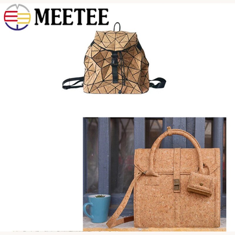 Meetee 90X137cm sacs de bricolage en tissu cuir liège naturel | 0.5mm d'épaisseur, chaussures, bagage artisanal fait à la main, matériel de décoration en Grain de bois, fourniture