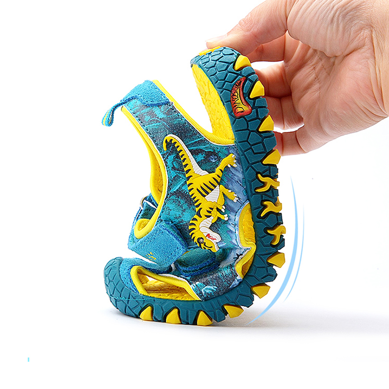 DINO-Sandalias de dinosaurios para niños de 3 a 8 años, zapatos de playa de cuero t-rex, con Velcro y Punta cerrada, a la , 2022