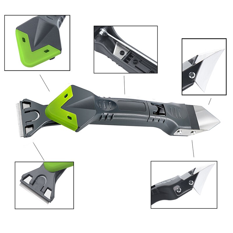 5in1 Silicone Remover Sealant Caulk Finisher Grout Scraper Kit Multifunctional Rubber Shovel Floor Mould Removal Spatula Tool