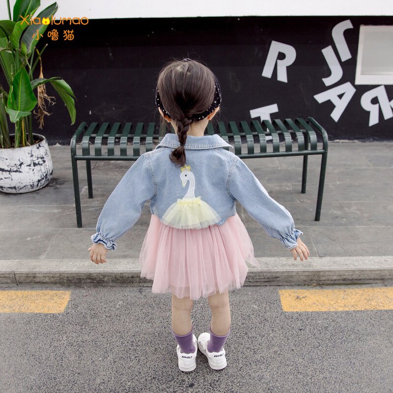 Lente Herfst Kleine Meisjes Kleding Set Kind Kids Denim Jas