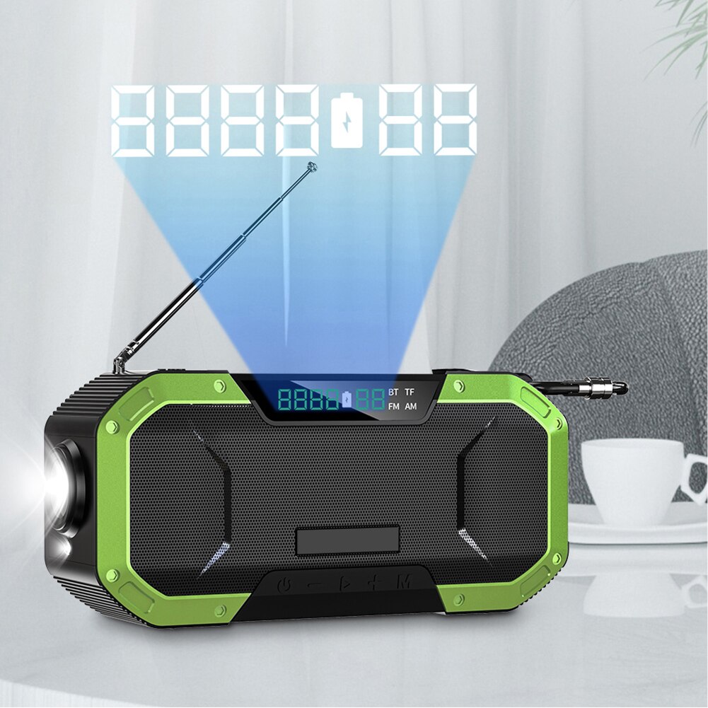 Mini radio de mano multifuncional, batería portátil de 5000/mAh, con manivela Solar, linterna LED de emergencia alimentada por dinamo