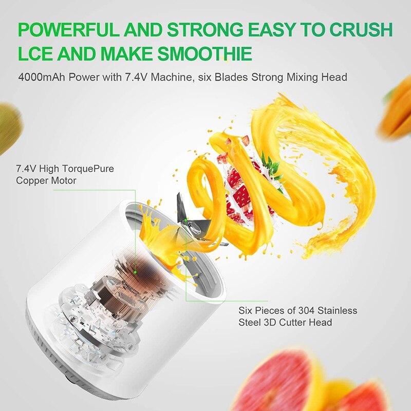 Draagbare Blender, 16.9 Oz Persoonlijke Blender Voor Shakes, Smoothie En Vruchtensap, mini Persoonlijke Grootte Mixer Met Usb