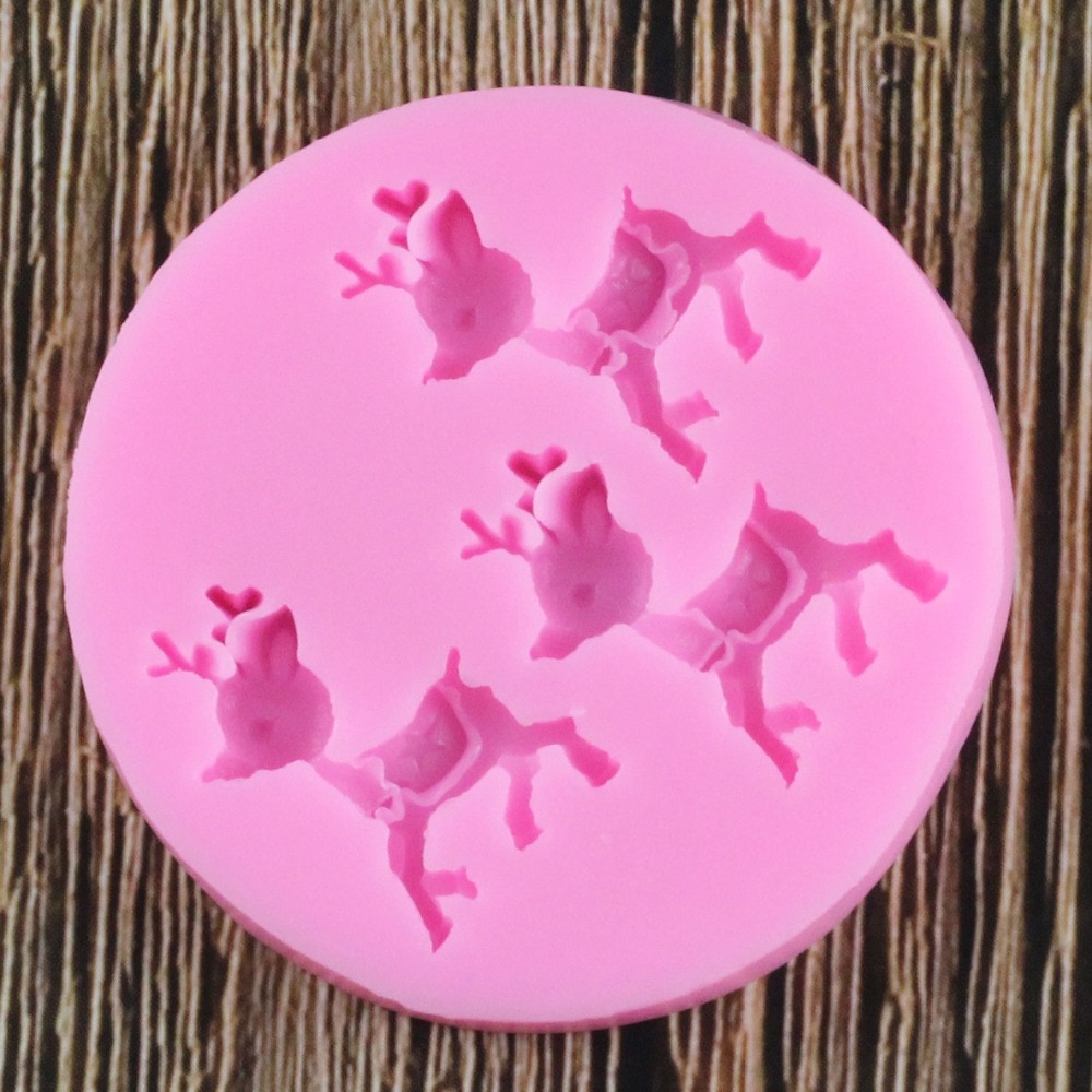 Kerst Herten Vorm 3D Fondant Cake Silicone Mold Chocolade Gebak Snoep Klei Maken Vorm Silicone Gereedschap