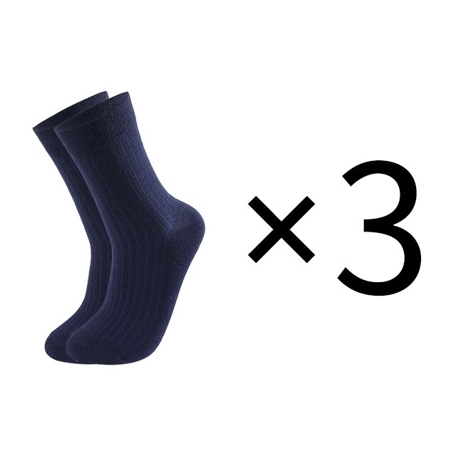 Chaussettes en coton pour hommes, lot de 3 paires, chaussettes longues et chaudes, décontractées, à rayures noires, respirantes, douces, de: 6