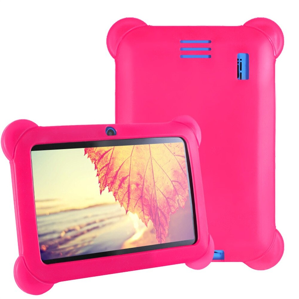 45# 7-inch Silicone Case Protective Cover For 7in Q88 Y88 Kids Tablet Protective Back Case Cover For 7 Inch Allwinner A33 A23: Hot Pink