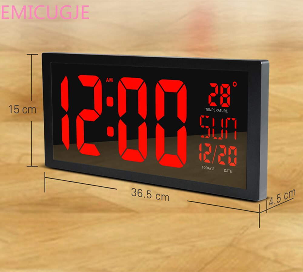 HD LED Large Screen Wall Clock Home Desktop Calendar ClockDaylight Saving Time Function LED Electronic Clock with Thermometer