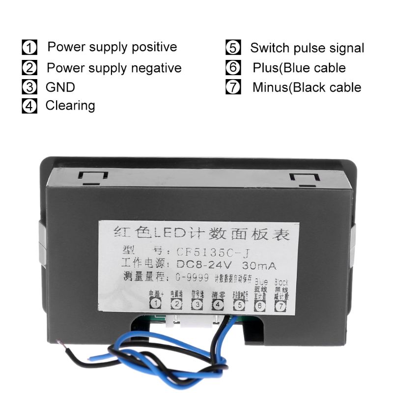 Digitale Zähler DC LED 4 Ziffer 0-9999 hoch/Unten Plus/Minus- Tafel Zähler Meter mit Kabel