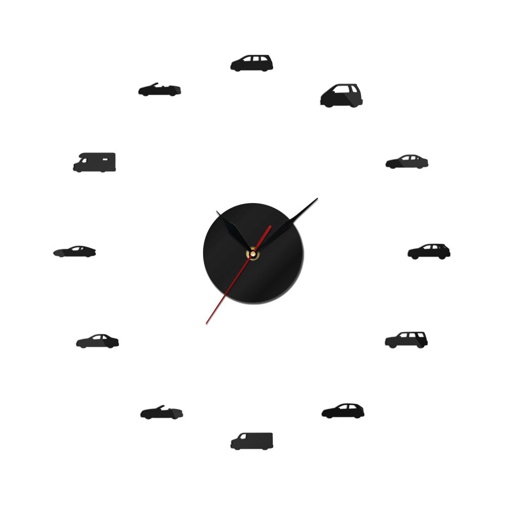 Transportation Cars DIY 3D Acrylic Wall Clock Sports Car Automotive Quartz Watch Battery Operated Mirror Surface Reloj Pared