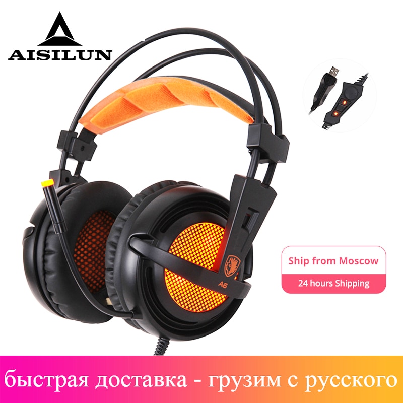 Sades A6 casque de jeu casque Gamer 7.1 Surround son stéréo écouteurs USB Microphone respiration lumière LED PC Gamer