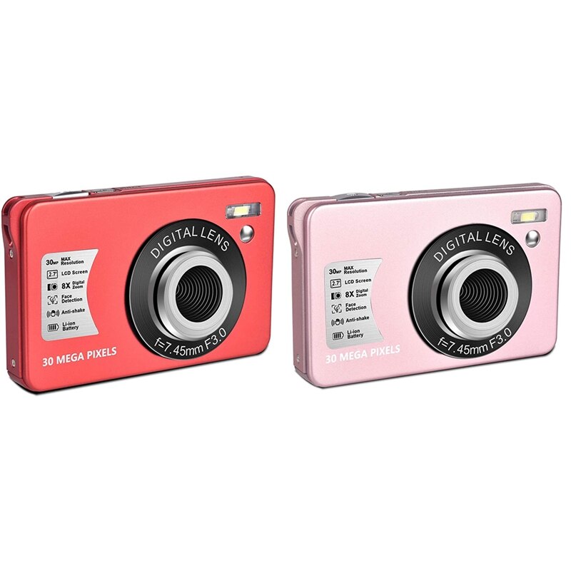 Cámara Digital HD 1080P de 30 MP, Mini cámara de pantalla LCD de 2,7 pulgadas con Zoom Digital 8X, cámaras compactas para adultos, Adolescentes