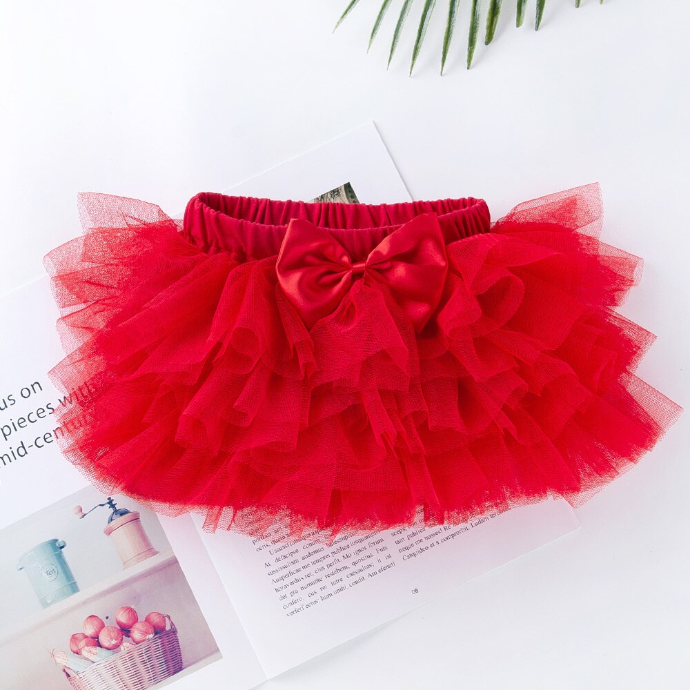 Gonna Tutu per ragazze di moda tinta unita fiocco soffici strati di torta gonne da balletto principessa matrimonio per bambini festa di compleanno gonne da ballo regalo: Rosso