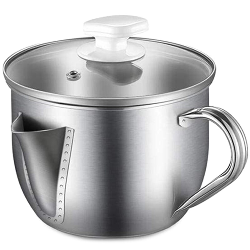 1000Ml Rvs Olie Separator, olie Filter Boot Olie Vetten Separator Met Deksel Olie Soep Koken Zeef Filter Boot: Default Title