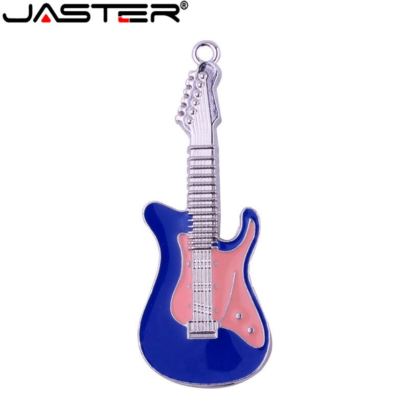 JASTER metal cristal 4GB 8GB 16GB 32GB guitarra eléctrica modelo U disco USB 2,0 Flash LLavero de tarjeta de memoria