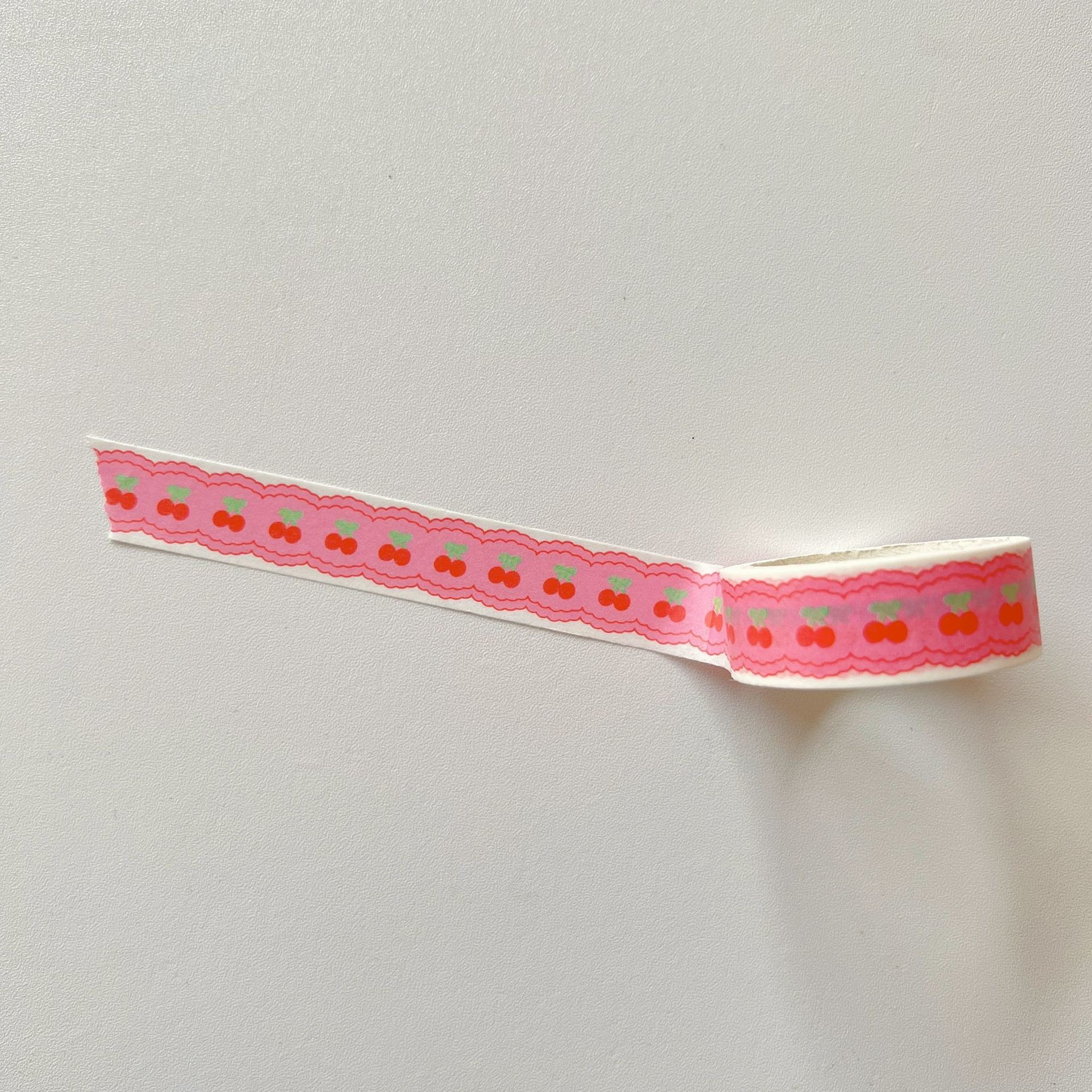 1Pcs Pink Grid Cherry Flower Washi Tape Decorative Adhesive Tape Color Masking Tape For Sticker Scrapbooking DIY Stationery Tape: Red