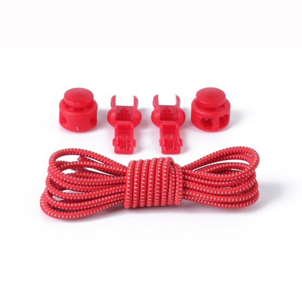 Serrure pas de lacets lacets élastiques baskets lacet 19 couleurs étirement lacets paresseux serrure Shoestring bootlacets accessoires de chaussures: Rouge