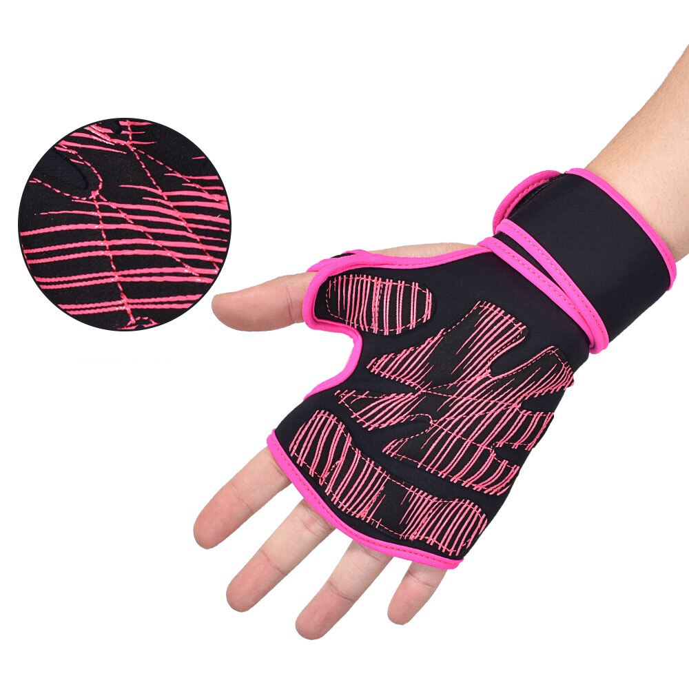 Nuevos guantes de fitness medio dedo equipo desgaste Palma silicona antideslizante muñeca fitness guantes deportes Palma