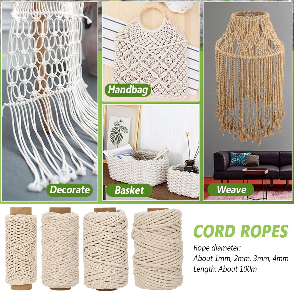 Macramé touw bruiloft ambachtelijk beige gedraaid koord haakwerk doe-het-zelf knutsel katoenen touw