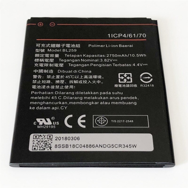 3,82 V 2750mAh BL259 Für Lenovo Vibe C2 K10a40 аккумулятор Batterie Bateria Batteria batterij Batteri Batterie