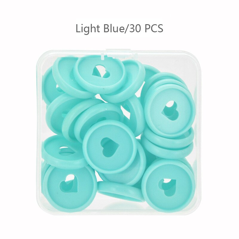 30pcs 28mm Plastic Ring Binder Discs Mushroom Hole Loose-leaf Disc Heart Binding Buckle Binder Planner Ring Notebook Accessories: Light Blue-30pcs