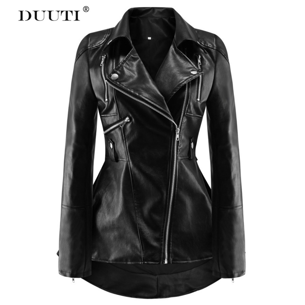 Herbst Schwalbenschwanz Wind Zerzaust Faux Leder Mäntel Elegante Weibliche Grundlegende Mantel Schwarz Schlank Kühle Dame Revers Nacken Mitte-lange jacke D25