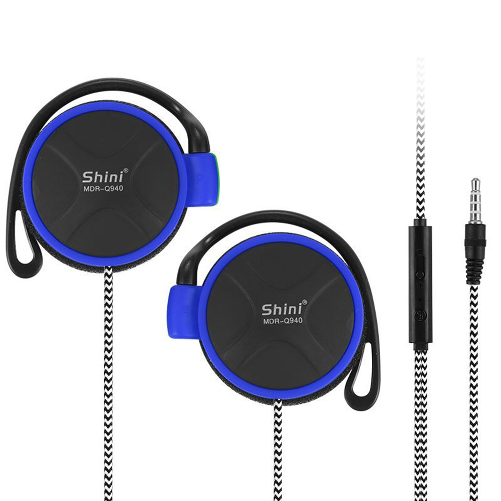 Original SHINI Q940 3.5mm Headphones Stereo Bass Music Earphone Ear Hook Headset fone de ouvido For MP3/4 Computer Mobile Phone: Blue