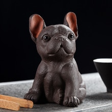 Te kæledyr håndtag naturlig lilla ler skulptur sød hund statue testel tilbehør indretning håndværk boutique bil håndværk