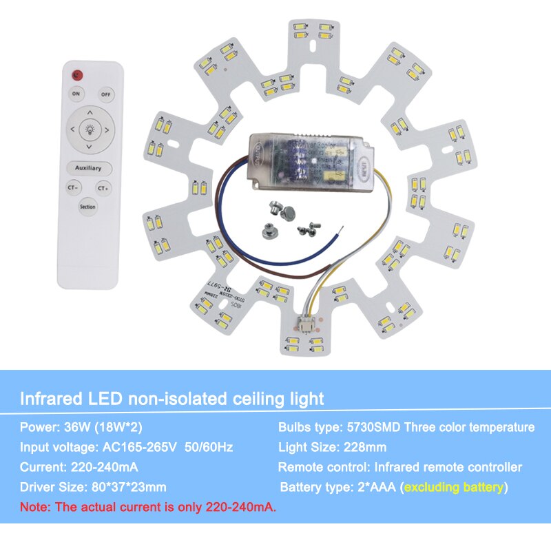 Smart2.4G Infrarood Beloven AC85-265V Met Plafond Afstandbediening Led Lamp Voor Plafondlamp Indoor Plafondlamp: e-18x2Wnoisolation
