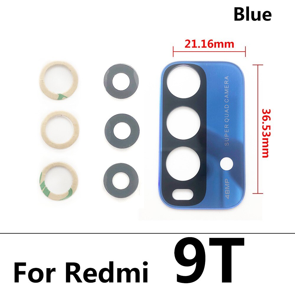Camera Glass Lens For Xiaomi Redmi 6A 6 7 7A 8 8A 9 9C 9T 10 Original Rear Camera Glass Lens With Glue &amp; Repair Tools: Redmi 9T Blue