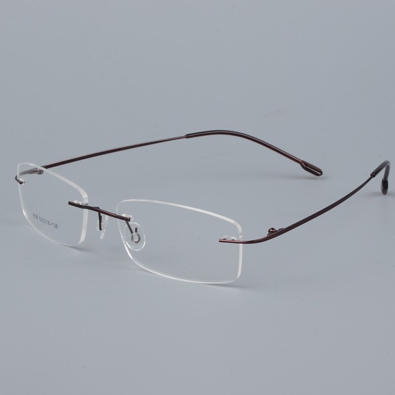 Bclear titanium legering kantløse briller ramme mænd ultralette recept nærsynethed optiske briller mandlige rammeløse briller 6 farve: Rødbrun