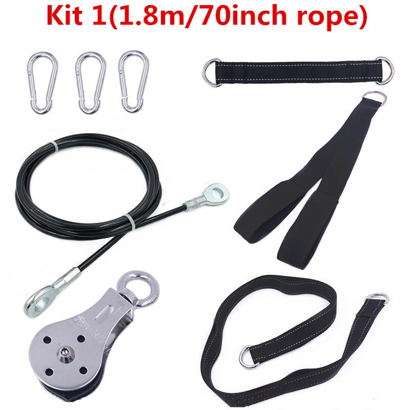 Fitness remskive kabel gym træningsmaskine arm biceps triceps blaster hånd styrketræning vedhæftede system hjemme diy: Sæt 1 1.8m reb