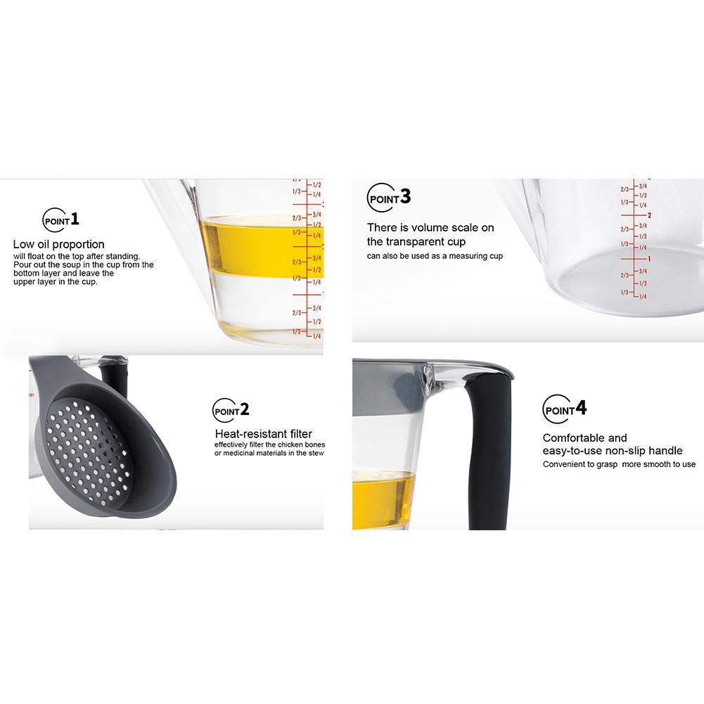 Multifunksjonelle gode grep med skala fett separator saus separator målebeger
