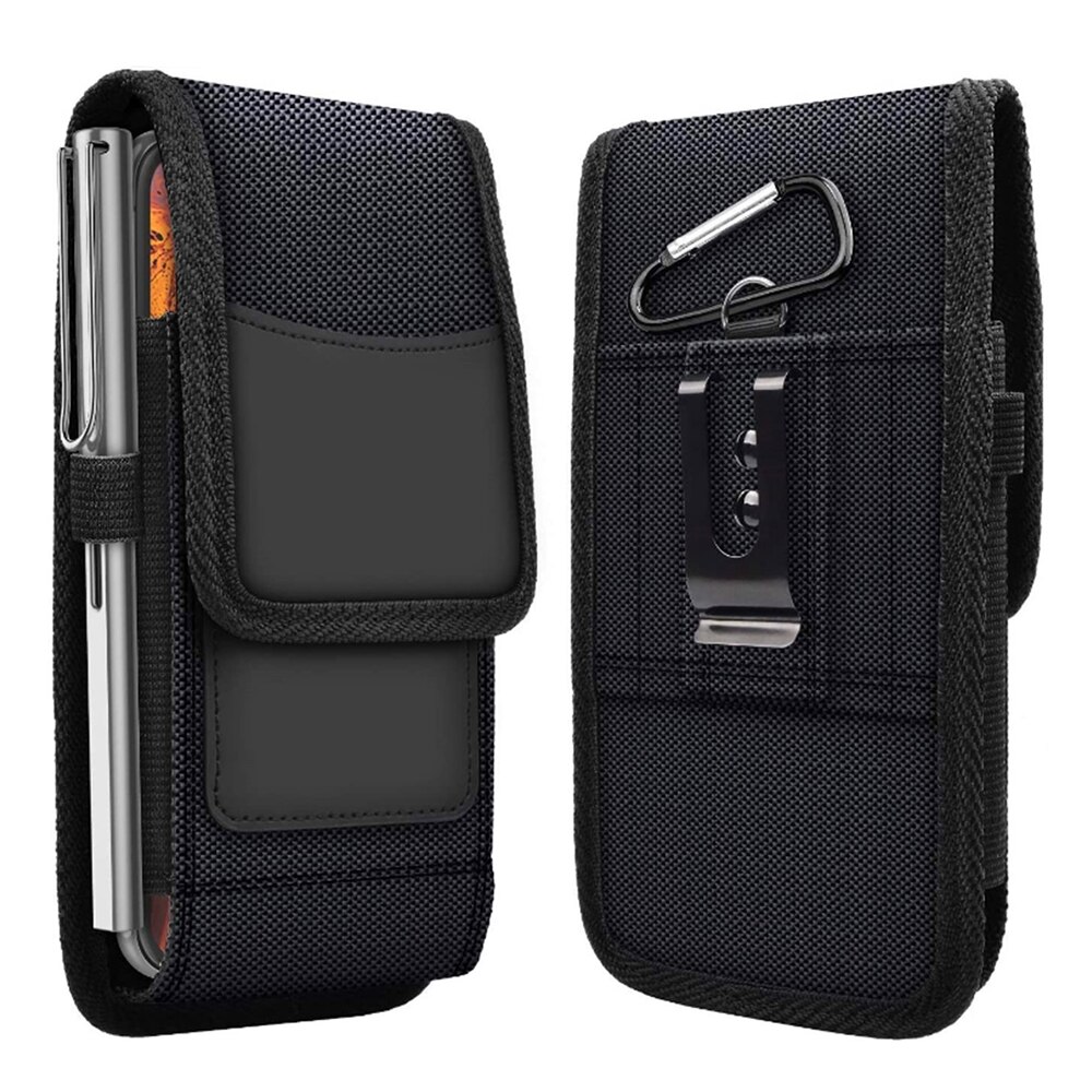Custodia universale per uomo con Clip per cintura custodia per marsupio custodia in Nylon custodia protettiva per telefono verticale con supporto per carta Clip in metallo
