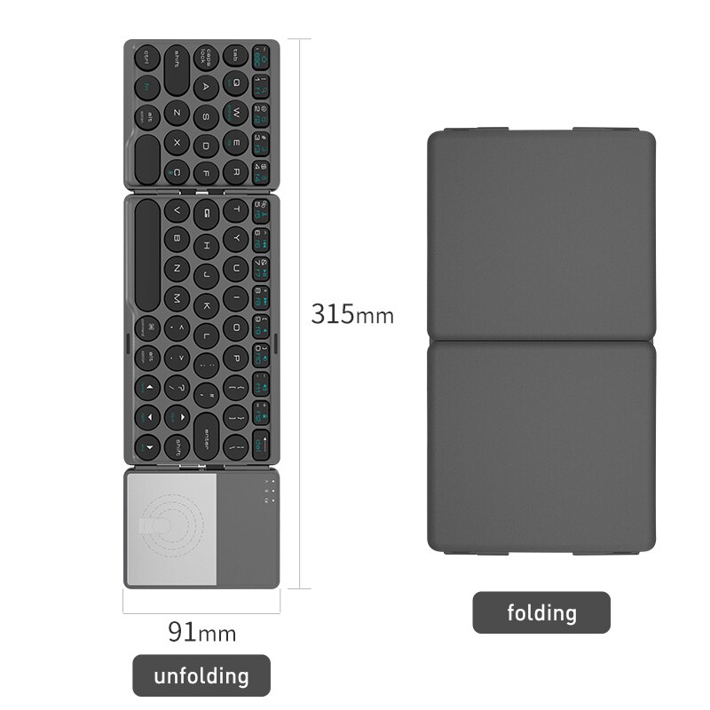 Foldable Wireless Keyboard Bluetooth Keypad with Touchpad Rechargeable for Tablet Notebook Android Windows Phone Laptop Tablet