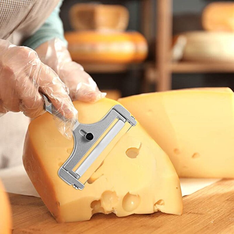 Aluminum Alloy Cheese Slicer Adjustable Thickness Cheese Butter Cutter with Wire for Soft and Semi-Hard Cheeses Kitchen Gadgets