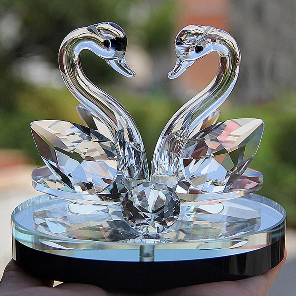 cygne cristal verre Figure presse-papiers ornement décor Collection salon décorations de bureau décor à la maison: white