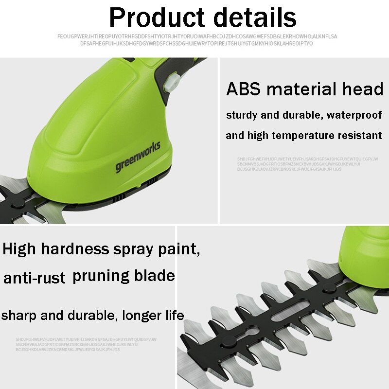 Greenworks 2 in 1 Elektrische Trimmer 7,2 V Lithium-ionen Cordless Hedge Trimmer Wiederaufladbare Trimmer für Hedge Gras Scher