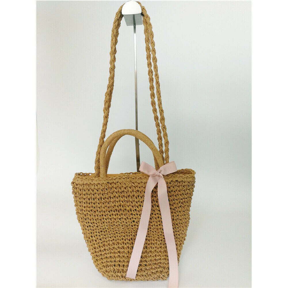 Dames handtas stro tas rotan rieten vlechtwerk schoudertassen strand handtas crossbody: A