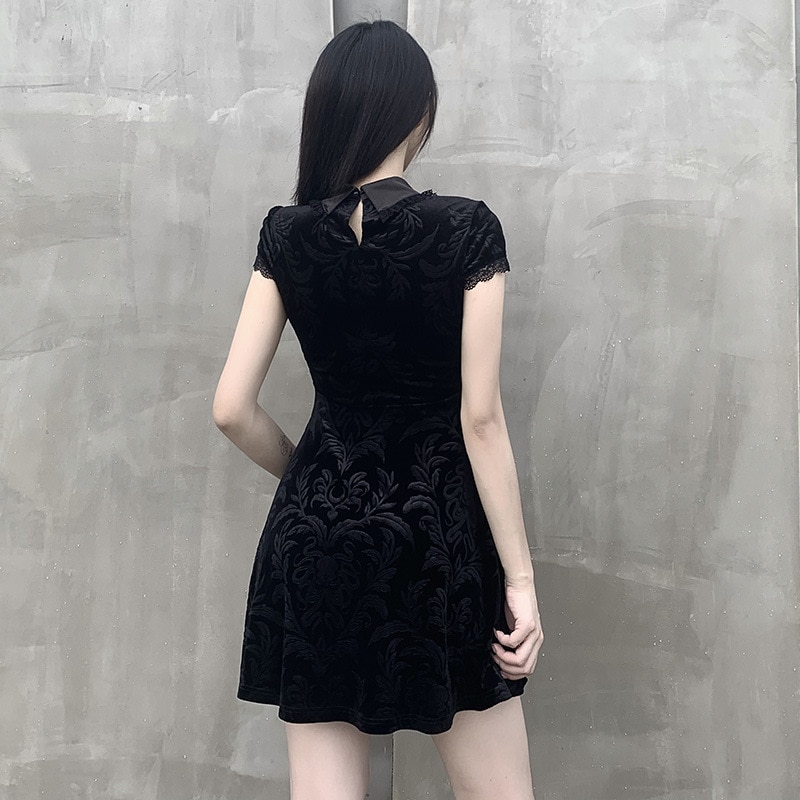 Vestido corto gótico de manga corta para mujer, minivestido Negro estilo Retro de lolita Harajuku, de , ropa de calle,